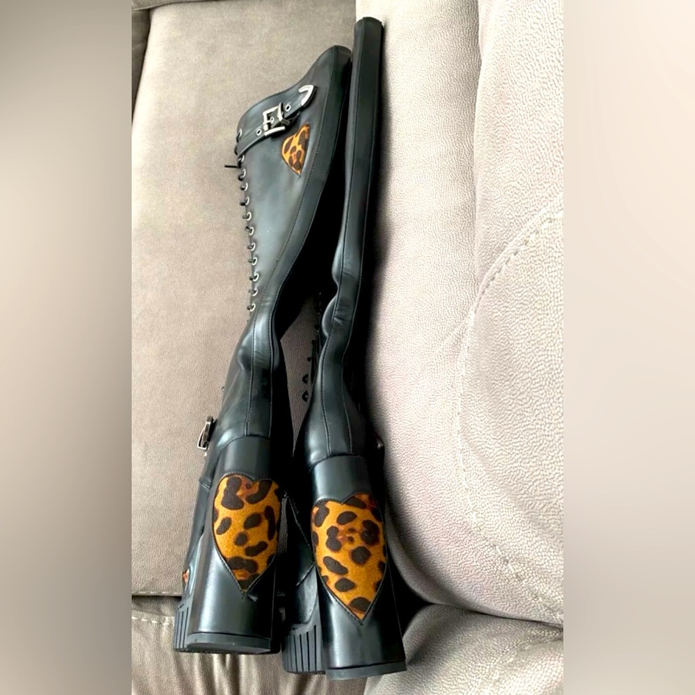 Lamoda / Creeper platform knee high, leopard 🐆 / 6.5 / black - Picture 2 of 7